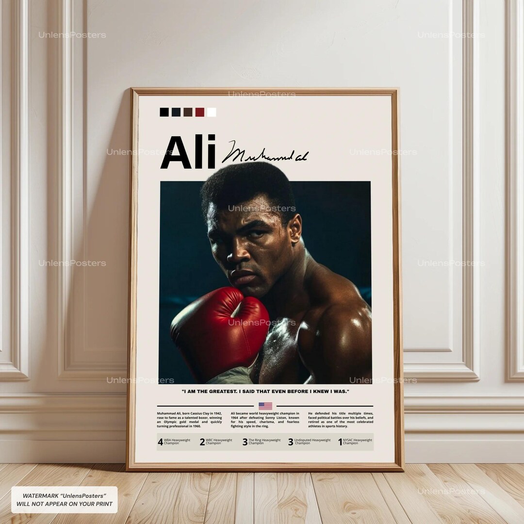 Muhammad Ali Poster, Ali Print Artwork, the Greatest Decor, Boxing ...