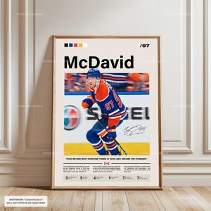 Connor McDavid Poster, McDavid Oilers, Framed NHL Hockey Print, Ice Hockey Wall Decor, Sports Artwork, McDavid Hockey Wall Art, Icon Player