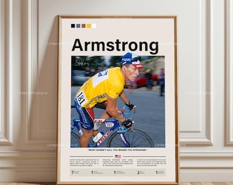 Poster di Lance Armstrong, stampa del ciclista Armstrong, arte incorniciata di Armstrong, stampa di Armstrong, poster del Tour de France, poster del ciclismo, decorazioni per ciclisti