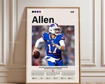 Josh Allen Poster, Buffalo Bills MVP, NFL Print, American Football Wall Art, Bills Decor, Allen Football Gift, NFL Fan Art, Allen Print, Art