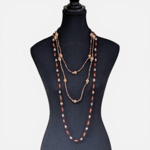Collar de lágrimas de Job y algas marinas, hueso tallado tribal y cuerda de coco, lote de joyería botánica con semillas, conjunto de collar largo estilo boho para superponer en capas con diseño infinito.