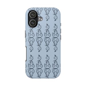 Blue Scroll Pattern Tough Phone Case | Floral Vine Swirl iPhone Cover