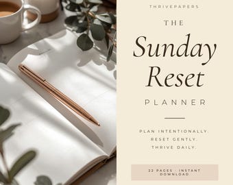 Sunday Reset Planner | Wellness Habit Tracker (Digital Download)