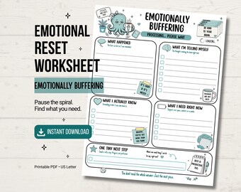Emotional Regulation Worksheet Printable Emotionally Buffering Thought Spiral Processing Sheet PDF for Overthinking Adults Download