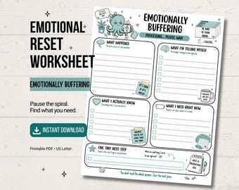 Emotional Regulation Worksheet Printable Emotionally Buffering Thought Spiral Processing Sheet PDF for Overthinking Adults Download