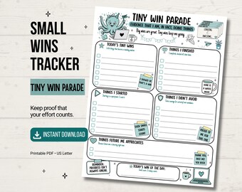 Small Wins Printable Daily Wins Tracker Done List Worksheet Self Esteem Confidence Journal Page for ADHD Adults Instant Download PDF