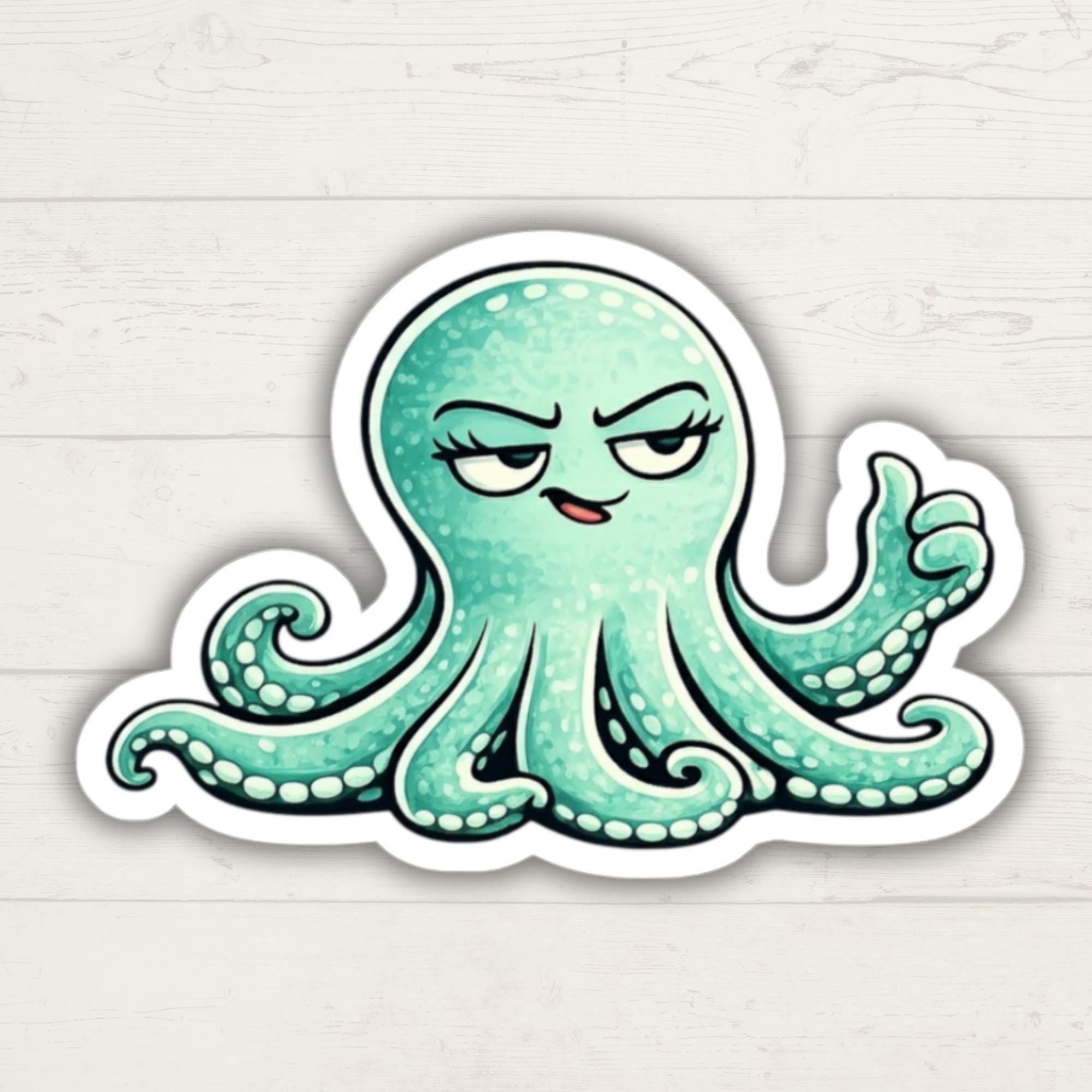Sarcastic Octopus Sticker • Relatable Adult Humor • Deadpan Ocean Vibes ...