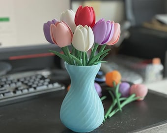 3Dプリントのデイジーの花束と花瓶｜フォーエバーフラワー、ホームデコレーション