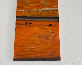 Kangaroos Jumping in Sunset  Lake