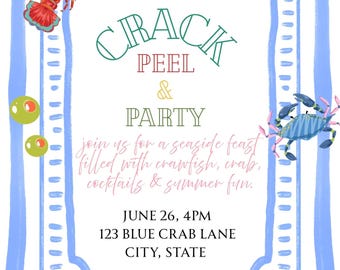 Crack Peel & Party Invitation Template | Editable Canva Seafood Boil Invite