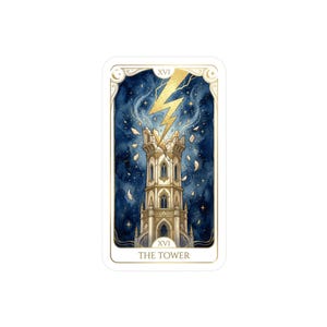 The Tower Tarot Card Kiss-Cut Sticker | Watercolor Celestial Planner Sticker | Mystical Witchy Journal Sticker | Spiritual Gift