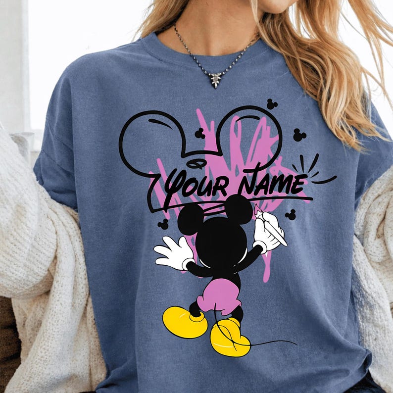 Personalize Mickey Mouse Watercolor Clipart PNG, Mickey and Friends Clipart, Mickey Minnie Birthday Party, Cute Characters Custom name image 3