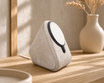 Concrete MagSafe Dock for iPhone, Minimal Charging Stand, Modern Desk Setup, Japandi Phone Stand