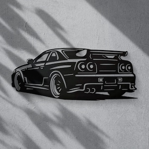 File di taglio digitale CNC SVG DXF per la vista posteriore della Nissan Skyline.