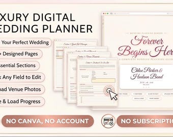 Luxury Digital Wedding Planner Binder | 160+ Pages, 11 Sections (Digital Download)