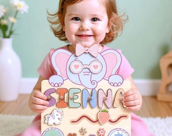 Personalized Wooden Name Puzzle Baby Girl Gift 1st Birthday Gift Montessori Toys For Toddlers Christmas Gift For Kids