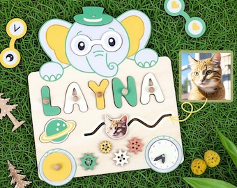 New Baby Gift Wood Name Puzzle for Toddler Puzzle, First Birthday Gift for Baby Boy Baby Girl, Montessori Puzzle,Free Engraving