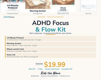 ADHD Focus Flow Kit - Daily Rituals, Morning Routine & Productivity Printables for Adults | Bundle