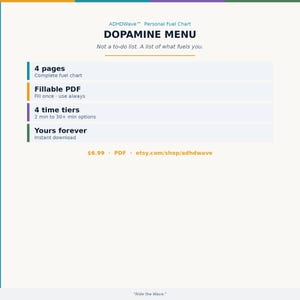 Menu de Dopamina para TDAH – Tabela de Combustível Pessoal (PDF de 4 páginas) imagem 9