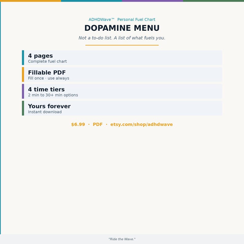 Menu de Dopamina para TDAH – Tabela de Combustível Pessoal (PDF de 4 páginas) imagem 9