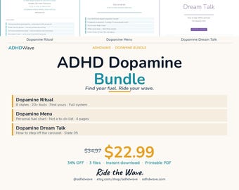 ADHD Dopamine Bundle Dopamine Ritual, Menu & Dream Talk | Motivation Energy Printables for Adults