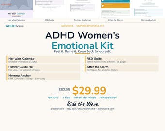 ADHD Women's Emotional Kit — RSD, Morning Routine & Wins Tracker for Women | Printable Bundle