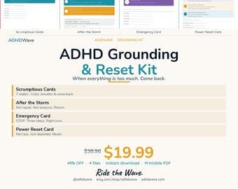 ADHD Grounding Reset Kit Sensory Cards, Emergency Protocol & Recovery Tools | Printable Bundle