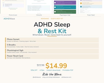 ADHD Sleep & Rest Kit – Phone Sunset, 5 Breaths, Physiological Sigh (PDF Download)