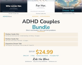 ADHD Couples Bundle - Partner Guides Dopamine Talk for Her & Him | ADHD Relationship Printables