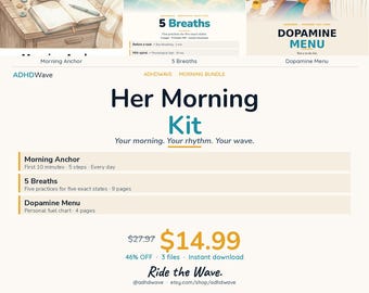 ADHD Morning Routine Kit – Breathing, Dopamine Menu Printables (Digital Download)