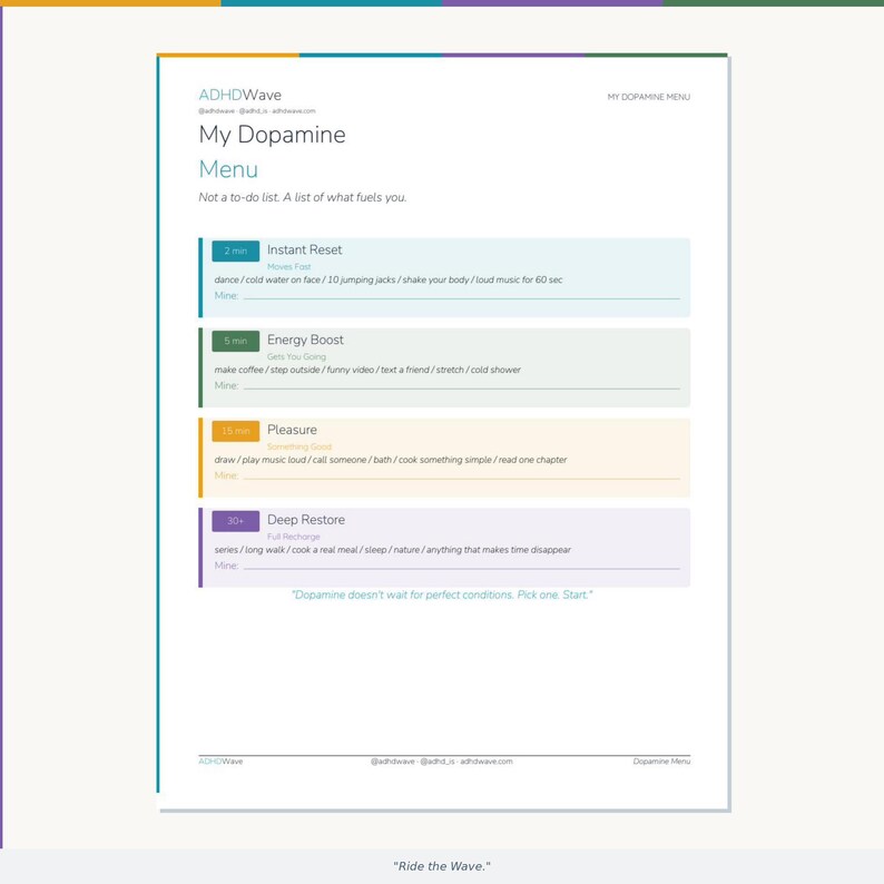 Menu de Dopamina para TDAH – Tabela de Combustível Pessoal (PDF de 4 páginas) imagem 6