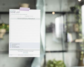 ADHD Done List – Printable Worksheet for Accomplishments (Digital Download)