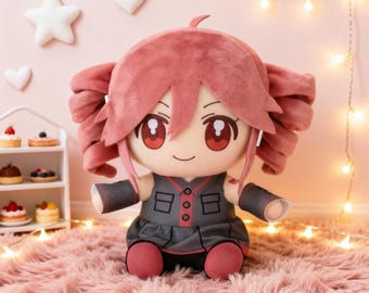 Handmade Kasane Teto 20cm Plush Doll, Cute Utauloid Vocaloid Plushie, Soft Stuffed Anime Toy, Kawaii Gift for Fans, Room Decor