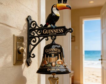 Guinness Toucan Wall Mounted Bell, Vintage Irish Pub Doorbell, Guinness Brewery Dublin Decor, Beer Lover Man Cave Collectible Gift