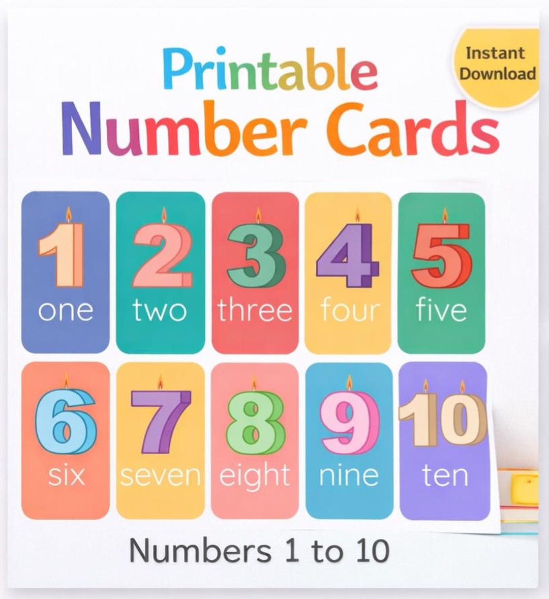 Number Flashcards for Kids | Printable Math Learning Cards, Preschool ...