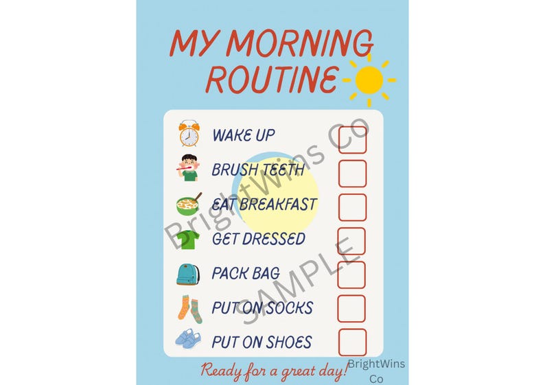 Kids Morning Routine Chart: Visual Daily Checklist (digital Download ...