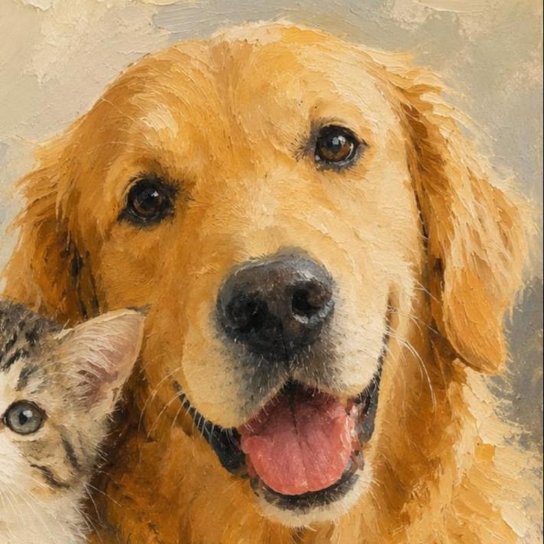 Custom Pet Portrait Oil Painting From Photo, Hand-painted Dog Cat Art ...