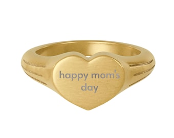 Happy Mom's Day heart signet ring | engraved stainless steel