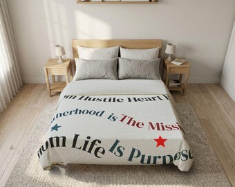 Mom Life Is Zweck Baumwollbettbezug | Mom Hustle Heart Vollmutterschaftssatzbettwäsche
