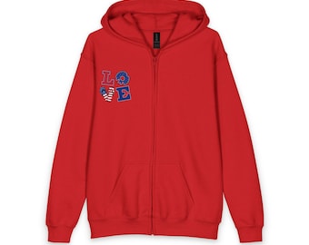 Patriotic LOVE Zip Hoodie | Youth Zipped Hoodie