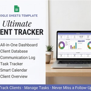 Client Tracker Spreadsheet Google Sheets, Small Business CRM Template, Communication Log, Task Tracker, Lead Management, Client Database