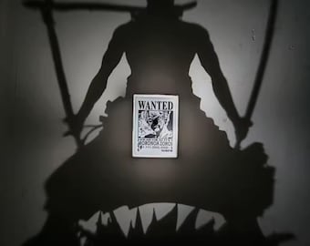 Roronoa Zoro Shadow Wall Lamp – One Piece "Wanted" Series Silhouette Night Light