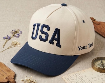 Casquette brodée bicolore USA, casquette de baseball streetwear vintage