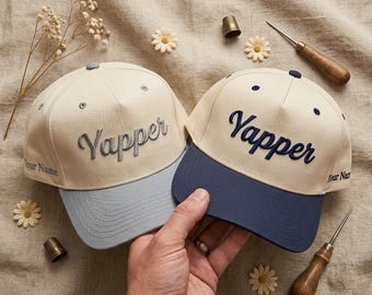 Casquette brodée bicolore Yapper, casquette de baseball streetwear rétro