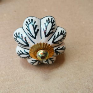 Set-of-10 Ceramic Door Knobs | Hand Painted Flower Drawer Pulls, Vintage Style Cabinet Handle