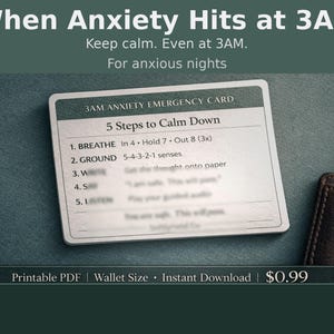 54321 Grounding Card Printable & Panic Attack Relief Tool: Wallet-Size Anxiety Coping Flashcard