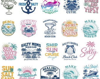 Sommer PNG, SVG Bundle, Retro Strand Vibes, salziger Sommer, Küsten Kokette Schleife, Strand Shirt Designs, Tequila Sunshine, Boho Sommer,