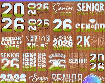 Paquete de marcos editables de Canva para la graduación de último año 2026, plantilla para la madre del estudiante de último año, diseños de Canva para la graduación de último año 2026, plantilla de Canva con función de arrastrar y soltar.