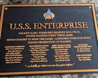 3D Printed USS Enterprise D Plaque | Star Trek Wall Decor | Sci-Fi Display Sign