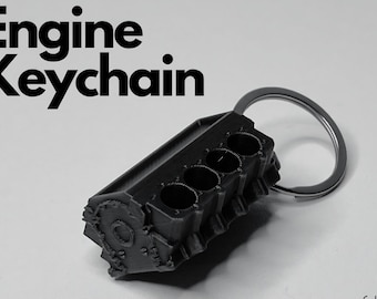 V8 Engine Keychain – 3D Printed Mini Model, Car Enthusiast Accessory